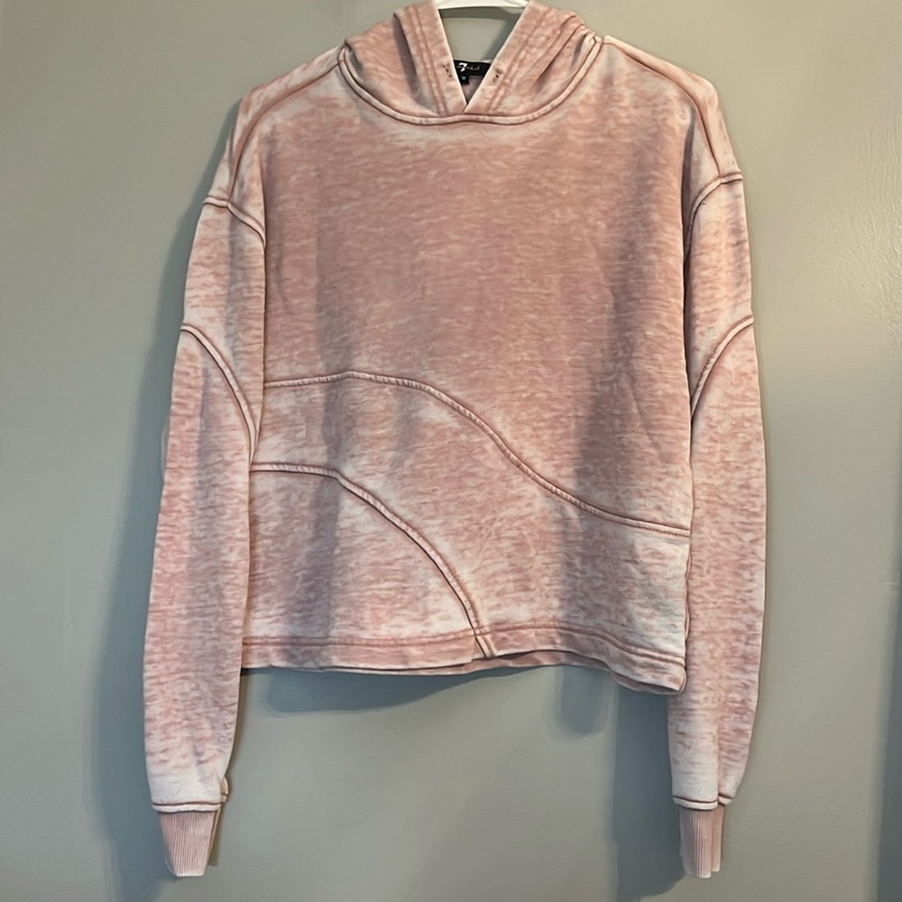 7 For All Mankind Women's Dusty Pink Cropped Hoodie Size M